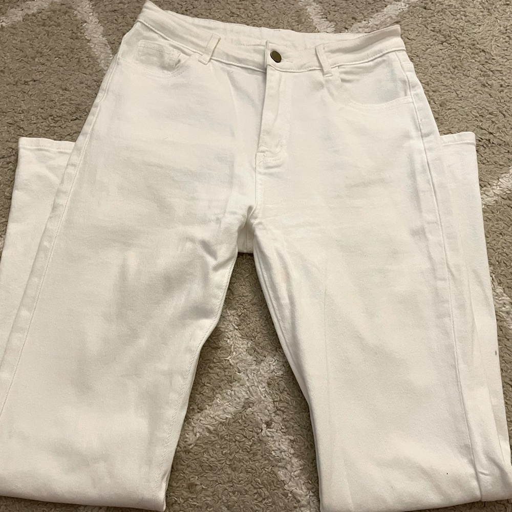 White boot cut jeans